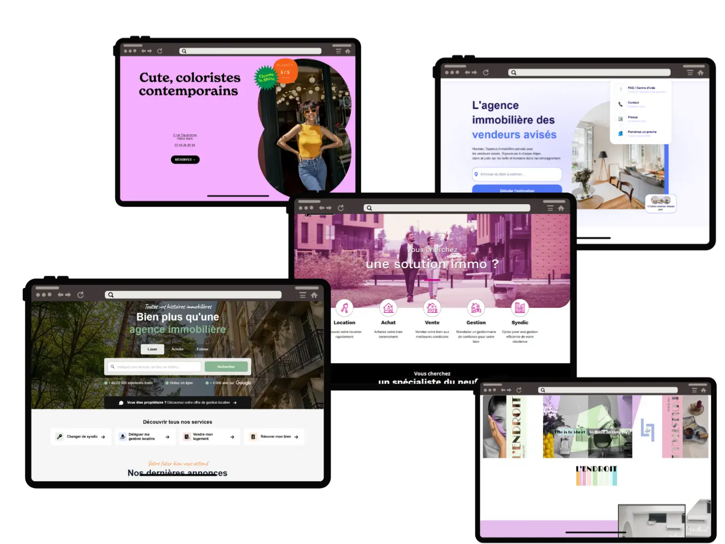Exemples de sites web professionnels créés en 24h - mockups desktop et mobile